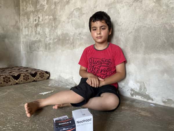 Child suffering from paralysis