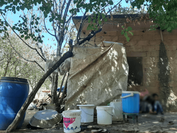 A displaced family of twelve members.