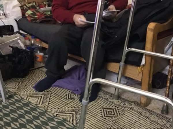 An elderly man in need of medical treatment
