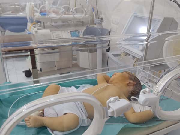 Ghina is a newborn baby placed in an incubator to receive the necessary treatment!