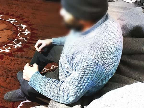 Man with backbone distortion