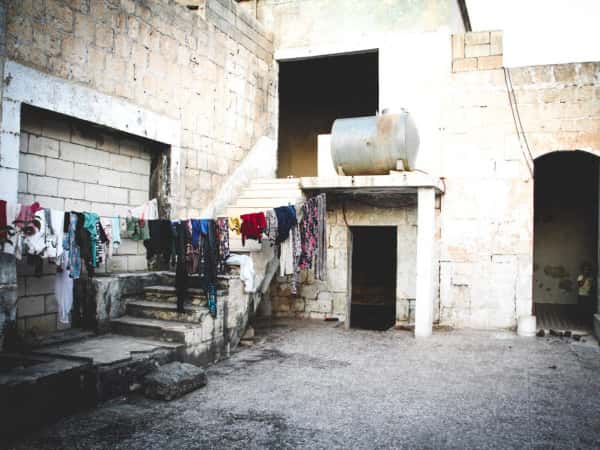 A family lives in an incomplete house
