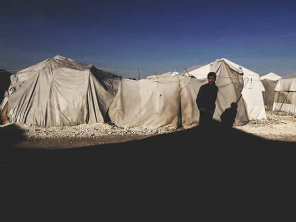 A family in Deir-Ballout camp