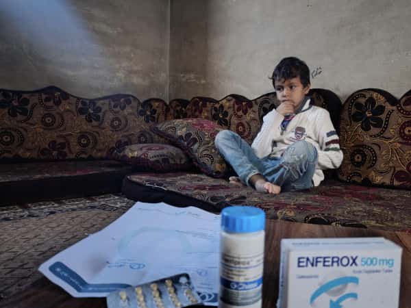 A life hanging on a bag of blood