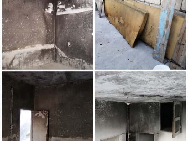 A family whose house was burnt