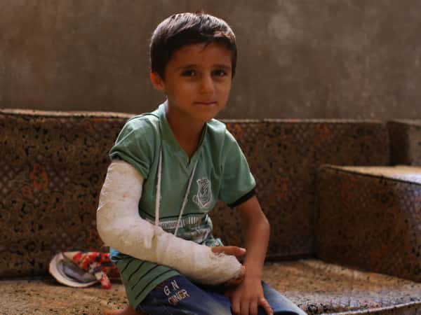 Khalili is an orphaned child from the city of Idlib.