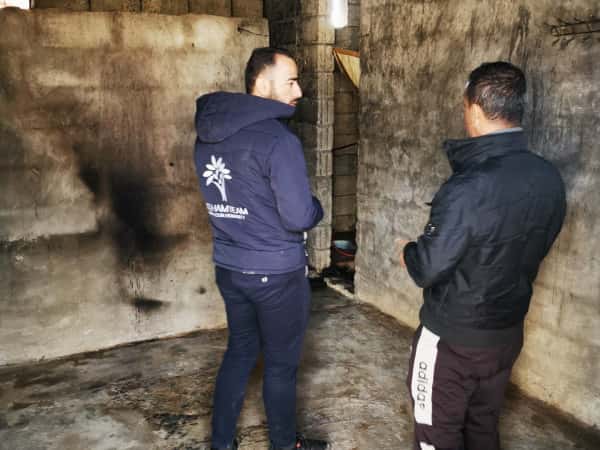 The situation has changed from a simple small house to a poor burnt house.