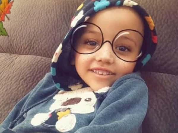 Child girl suffering of a lymphatic leukemia