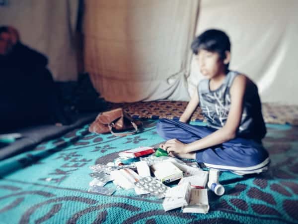 a sick child collects the nylon for living!