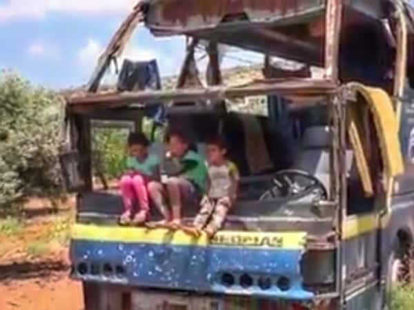 A family lived in a bus then in a door-less shelter!