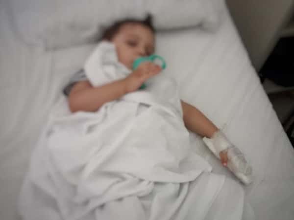 A child suffers from abdominal swelling